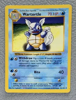 Wartortle - 42/102 - Pokemon Base Set Shadowless Card WOTC LP - Image 1