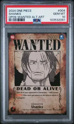 One Piece GRADED 2024 Shanks OP09-004 GM 10 PSA - Image 1