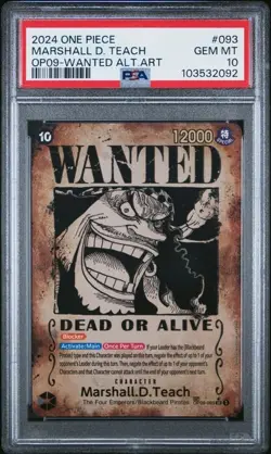 One Piece GRADED 2024 Marshall.D.Teach OP09-093 GM 10 PSA - Image 1