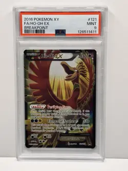 2016 POKEMON XY BREAKPOINT #121 FULL ART/HO-OH EX PSA 9 MINT - Image 1