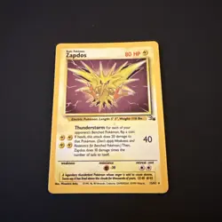 Zapdos 15/62 Fossil Base Set Unlimited Holo Foil Rare 1999 Vintage Pokemon Card - Image 1