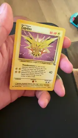 Zapdos 15/62 Fossil Base Set Unlimited Holo Foil Rare 1999 Vintage Pokemon Card - Image 2