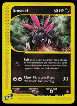 Pokemon Card - Sneasel Aquapolis 110/147 Common - Image 1