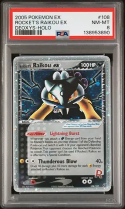 Pokemon Rocket's Raikou ex 108/107 Deoxys Holo PSA 8. 3 Swirls! - Image 1
