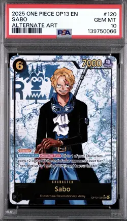 2025 ONE PIECE OP13-CARRYING ON HIS WILL ALTERNATE ART #120 SABO PSA 10 - Image 1