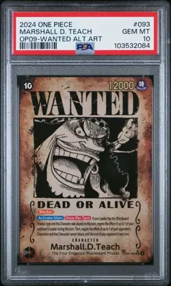 One Piece GRADED 2024 Marshall D. Teach 093 OP09 WANTED SP GEM MINT 10 PSA - Image 1