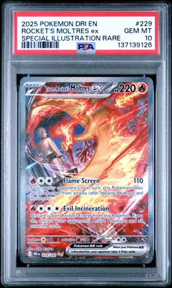2025 POKEMON DRI SPECIAL ILLUSTRATION RARE #229 TEAM ROCKET'S MOLTRES EX PSA 10 - Image 1