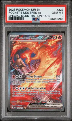 2025 POKEMON DRI SPECIAL ILLUSTRATION RARE #229 TEAM ROCKET'S MOLTRES EX PSA 10 - Image 1