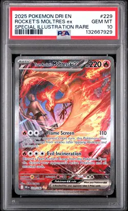 2025 POKEMON DRI SPECIAL ILLUSTRATION RARE #229 TEAM ROCKET'S MOLTRES EX PSA 10 - Image 1