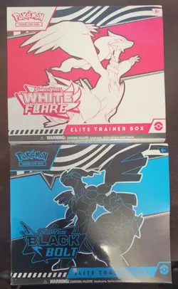Pokemon Black Bolt and White Flare Elite Trainer Box ETB Set of 2 FACTORY SEALED - Image 1