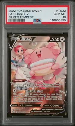 2022 POKEMON SWORD & SHIELD SILVER TEMPEST #TG22 FULL ART/BLISSEY V PSA 10 - Image 1