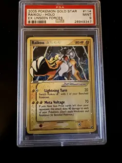2005 Pokemon Gold Star Ex Unseen Forces #114 Raikou Holo PSA 9 MINT Ships ASAP🔥 - Image 1
