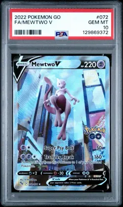 2022 Pokemon Go Mewtwo V (Alternate Full Art) 072/078 Holo Gem Mint PSA 10 - Image 1