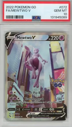 PSA GEM MINT 10 Mewtwo V (Alternate Full Art) 072/078 Pokemon GO Holo - Image 1