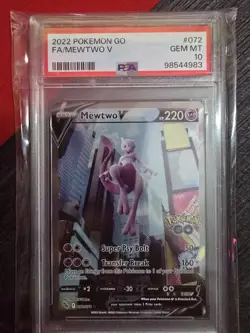 Pokemon Go Mewtwo v 2022 Alternate Full Art, Gem Mint PSA 10, Card 072/078 - Image 1