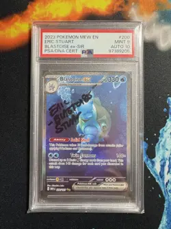 Blastoise 200 151 Pokemon Card Eric Stuart signed psa 9 auto 10 mint - Image 1