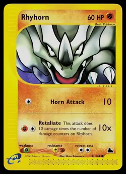 Pokemon Card - Rhyhorn Skyridge 91/144 Common - Image 1