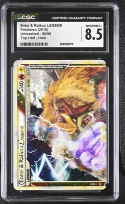 CGC 8.5 Entei & Raikou LEGEND 2010 Unleashed 90/95 Holo Pokemon Card - Image 1
