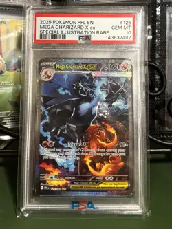 2025 POKEMON PFL EN-PHANTASMAL FLAMES #125 MEGA CHARIZARD X EX PSA 10 - Image 1