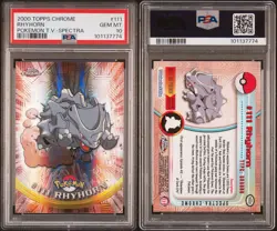 POKEMON PSA 10 RHYHORN SPECTRA #111 POKEMON T.V. TOPPS CHROME ENGL POP 9!🌍 - Image 3