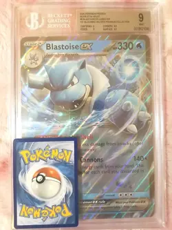 POKEMON 151 BLASTOISE EX 009 JUMBO BGS 9 MINT BLOOMING WATERS OVERSIZED PSA MEW - Image 1