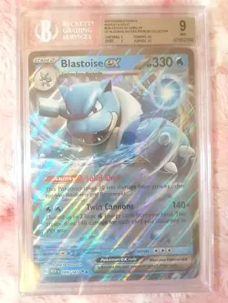 POKEMON 151 BLASTOISE EX 009 JUMBO BGS 9 MINT BLOOMING WATERS OVERSIZED PSA MEW - Image 3