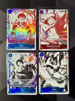 ONE PIECE LOT (SABO OP10-049, LUFFY ST10-006, IZO ST22-002, VISTA ST22-007) - Image 1