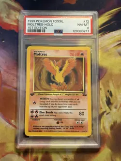 PSA 8 - 1st Edition Moltres Holo - 12/62 - Fossil - Image 1