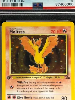 PSA NM-MT 8 - 1st Edition Moltres Holo Rare - 12/62 - Pokemon 1999 Fossil - Image 2