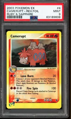 Pokemon Card PSA 9 Camerupt Reverse Holo Foil 4/109 Ruby Sapphire EX 2003 - Image 1