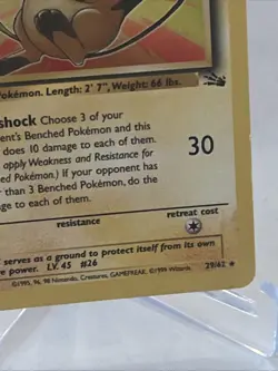 Pokemon Card TCG Raichu 29/62 1st Edition Fossil Non-Holo Rare LP - Image 5
