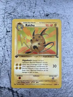 Raichu 29/62 1st Edition Rare Non-Holo Fossil Set Pokemon Card LP/MP - Image 1