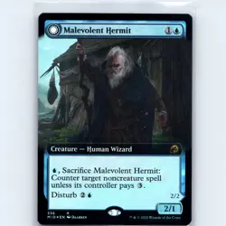 MTG Malevolent Hermit Extended Art #336 MID Midnight Hunt Foil R NM Magic Card - Image 1