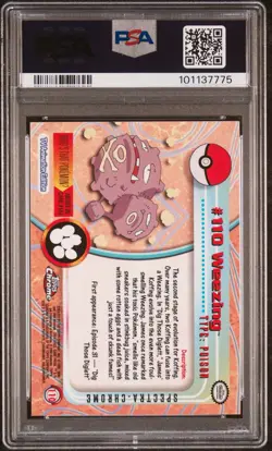 POKEMON PSA 10 WEEZING SPECTRA #110 POKEMON T.V. TOPPS CHROME ENGL POP 14!🌍 - Image 2