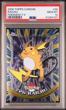 PSA 10 RAICHU FOIL #26 POKEMON T.V. TOPPS CHROME ENGLISH 2000! - Image 1