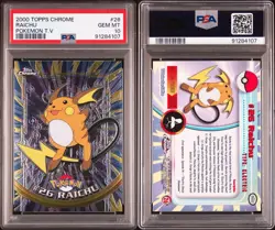 PSA 10 RAICHU FOIL #26 POKEMON T.V. TOPPS CHROME ENGLISH 2000! - Image 3