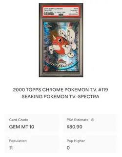 POKEMON PSA 10 SEAKING SPECTRA #119 POKEMON T.V. TOPPS CHROME ENGL POP 11!🌍 - Image 4