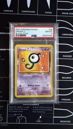 Pokemon Wotc Black Star Promo # 38 Unown J PSA 8 - Image 1