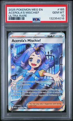 2025 POKEMON MEG EN-MEGA EVOLUTION ULTRA RARE #165 ACEROLA'S MISCHIEF PSA 10 - Image 1