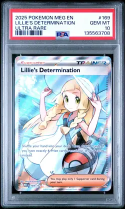 2025 POKEMON MEG EN-MEGA EVOLUTION ULTRA RARE #169 LILLIE'S DETERMINATION PSA 10 - Image 1