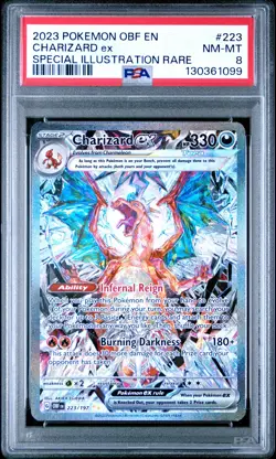 2023 POKEMON OBF EN-OBSIDIAN FLAMES SPECIAL ILLUSTRATION RARE CHARIZARD EX PSA 8 - Image 1