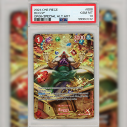 One Piece TCG Buggy SP Alt Art OP03-008 Wings of Captain OP06 PSA 10 Gem Mint - Image 1