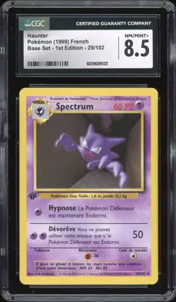1999 Pokemon FRENCH 1st Edition Base Set Spectrum-Haunter 29/102 CGC 8.5 NM-MT + - Image 1
