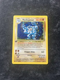 1999 Pokemon French Base Set Mackogneur (Machamp) 1st Edition Holo Rare Played - Image 1