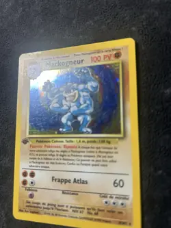 1999 Pokemon French Base Set Mackogneur (Machamp) 1st Edition Holo Rare Played - Image 3