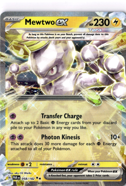 Mewtwo ex 058/182 Paradox Rift Double Rare Holo card Pokemon - Image 1