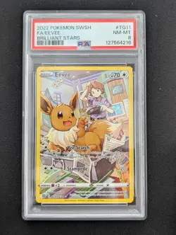 PSA 8 NM-MT Eevee Brilliant Stars Trainer Gallery Holo 2022 Pokemon TG11/TG30 - Image 2
