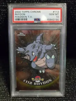 PSA 10 2000 Pokemon Game Topps Chrome Rhydon TV Rare Base Set Series 2 GEM MINT - Image 1