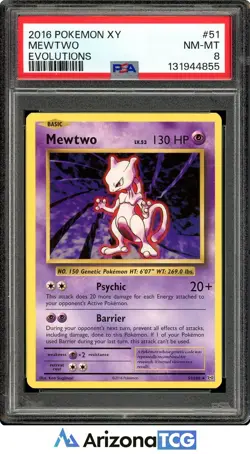 Pokemon 2016 Mewtwo 51/108 Rare XY Evolutions PSA 8 - Image 1
