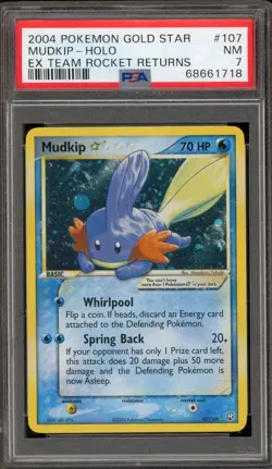 Pokemon Mudkip Gold Star EX Team Rocket Returns Holo Rare #107 PSA 7 - Image 1